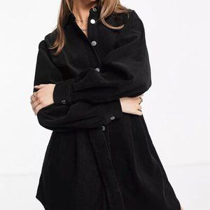 ASOS DESIGN | Corduroy oversized belted dress in black